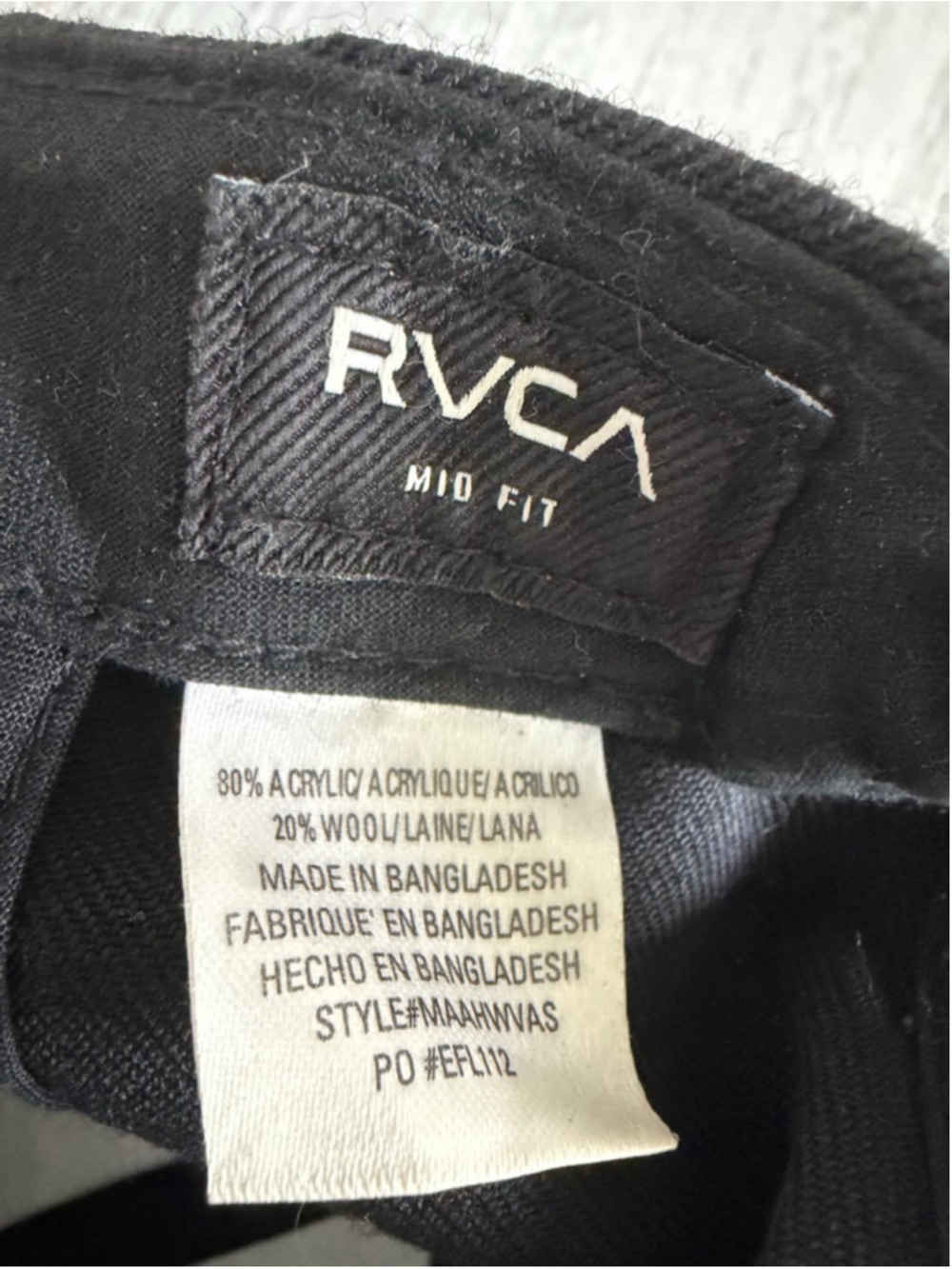 Men's RVCA Black Mid Fit Snapback Hat One Size - Picture 2 of 7